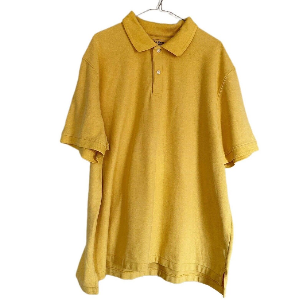 LL Bean Yellow Polo Shirt Size XXL Regular Shirt Sleeve